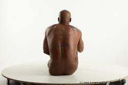 Nude Man Black Sitting poses - simple Slim Bald Sitting poses - ALL Realistic